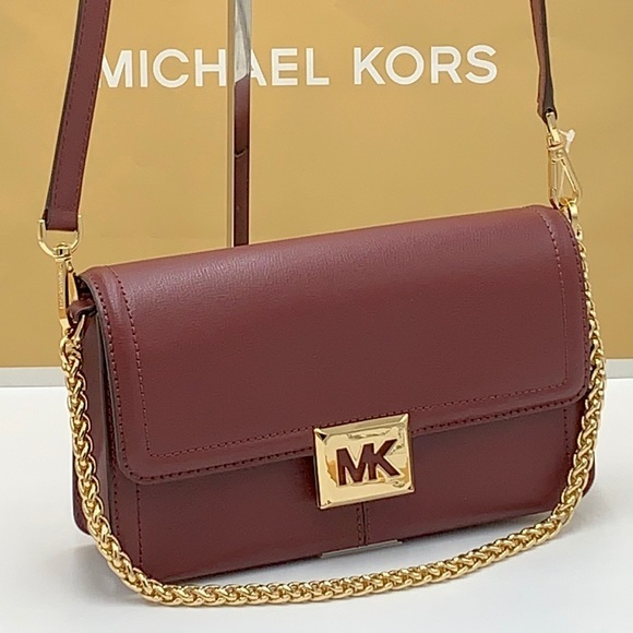 Michael Kors Handbags - MICHAEL KORS SONIA MEDIUM EAST WEST SHOULDER CROSSBODY BAG MERLOT COLOR